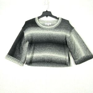 The Limited Ombre Wool Blend Cropped Sweater Women's S Gray Black 3/4 Sleeve